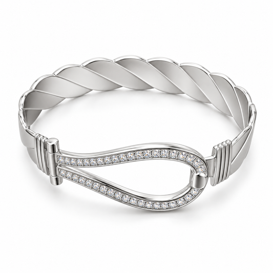 Sterling Silver Bangle CZ Stone
