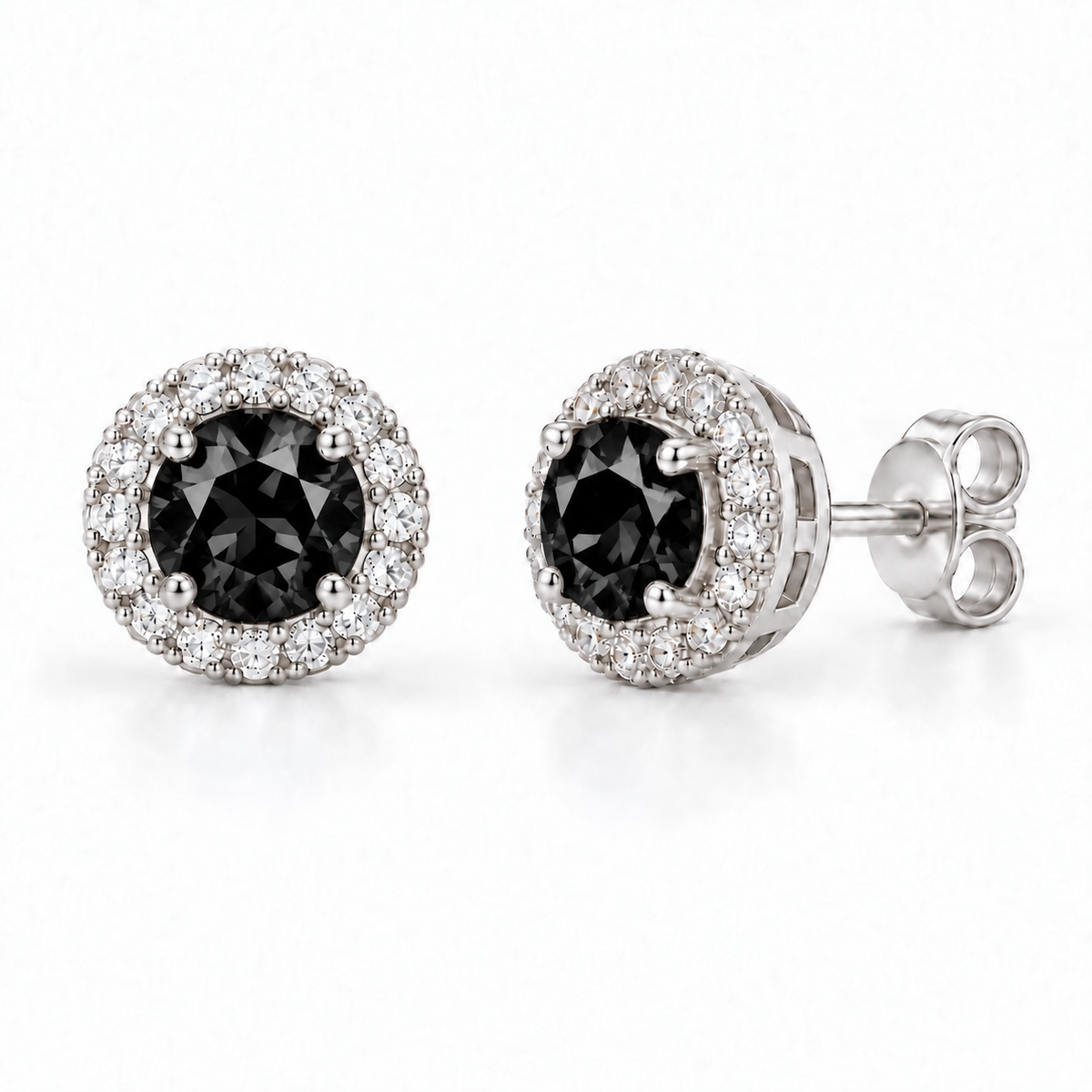 Sterling Silver Stud Earring CZ Stone – Black