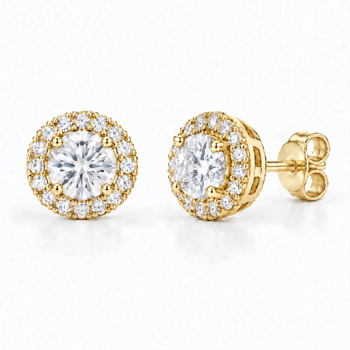 Sterling Silver Stud Earring CZ Stone – Gold Plated