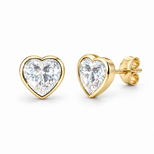 Sterling Silver Heart Shape Stud Earring CZ Stone ECZ10015