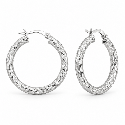 Sterling Silver Round Hoop Earring Plain EP10258