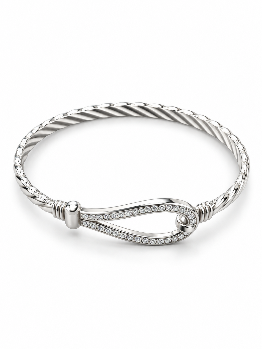Sterling Silver Bangle Oval CZ Stone