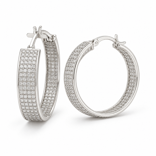 Sterling Silver Round Earring Cz Stone EP10292