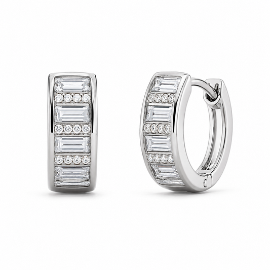 Sterling Silver Huggies Cz Stone ECZ85601