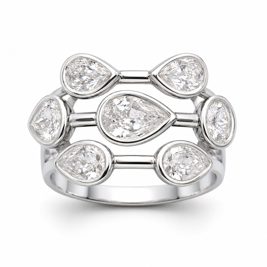 Sterling Silver Bubble Ring Cz Stone RCZ3503