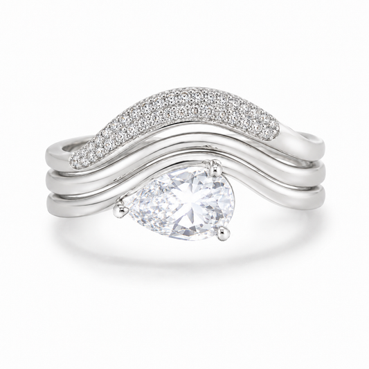 Sterling Silver Triple Ring Cz Stone RCZ2501