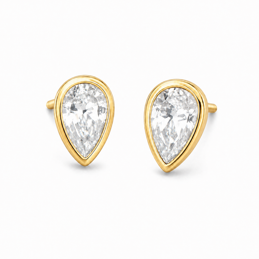 Sterling Silver Pear Cut Studs Cz Stone ECZ020
