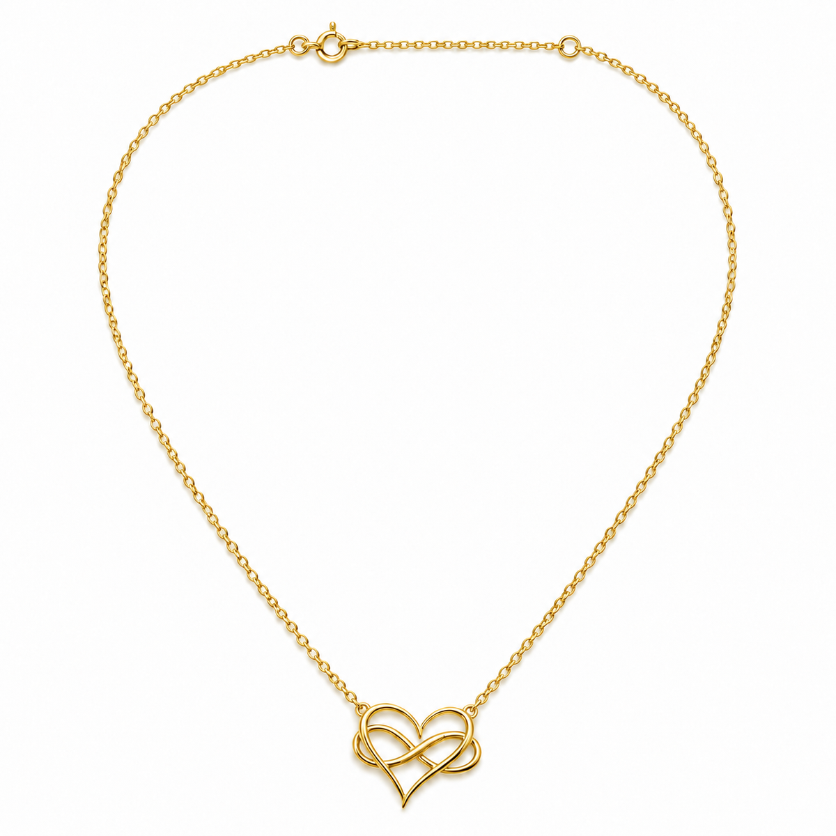 Sterling Silver 18" Heart Shape Necklace – Gold Plated