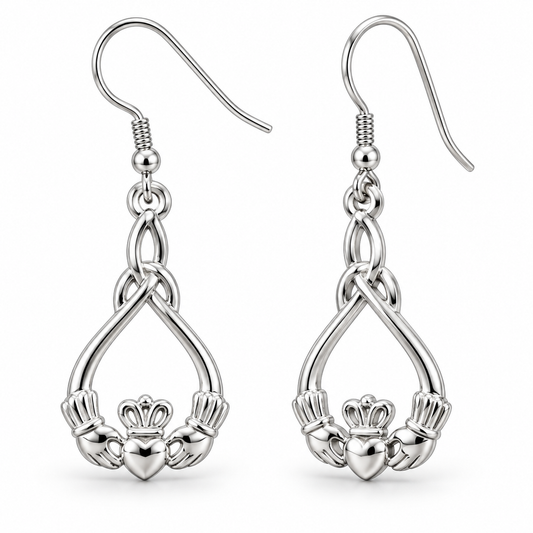 Sterling Silver Claddagh Dangle Earrings EP10008