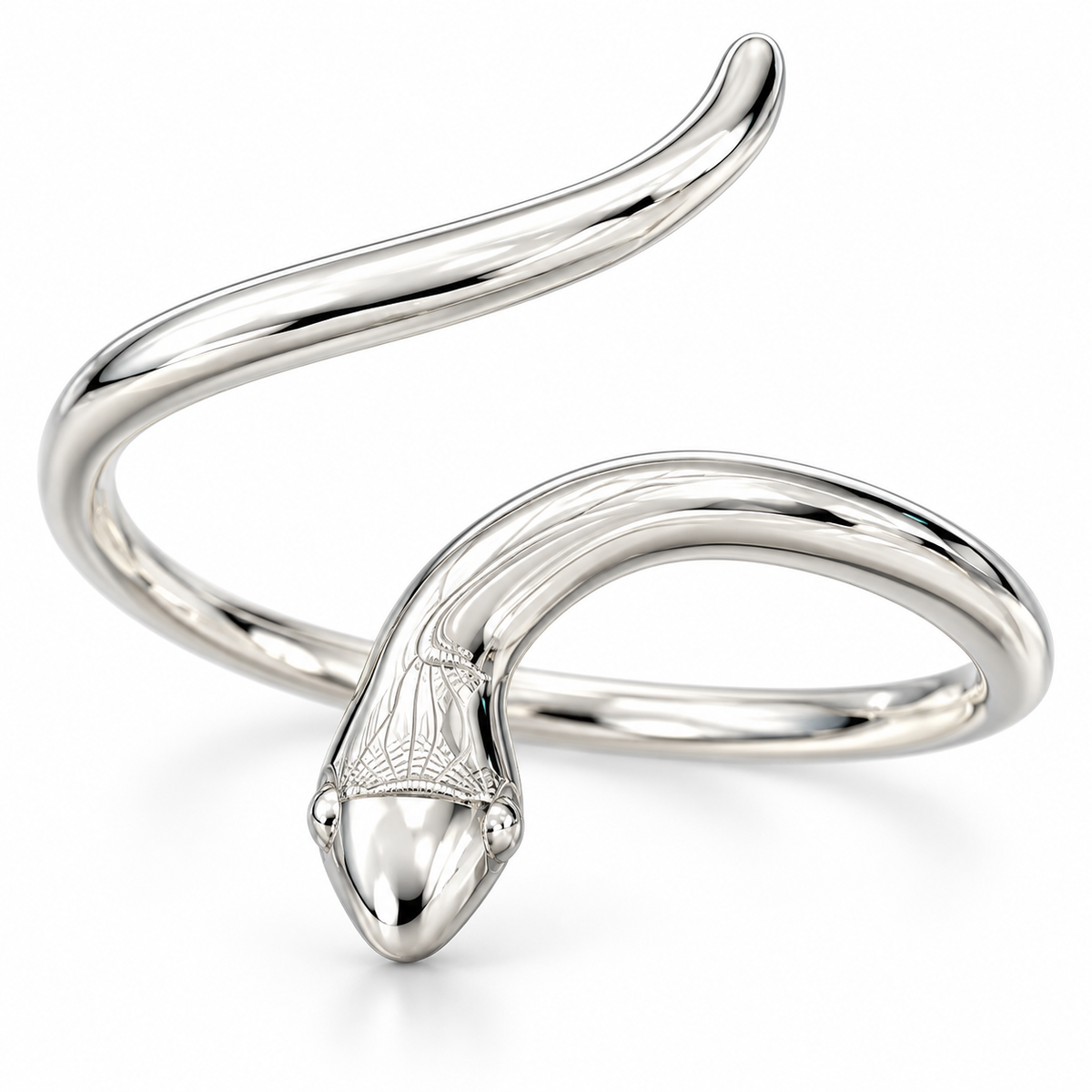 Sterling Silver Plain Snake Bangle