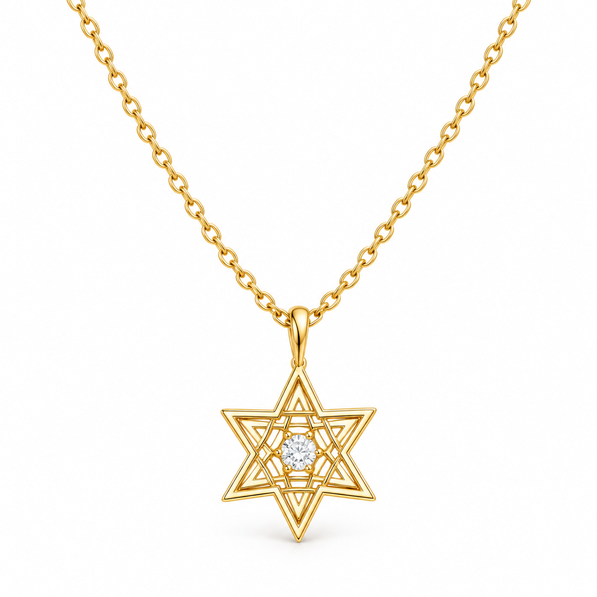 Sterling Silver Star Of David Necklace NCZ9103