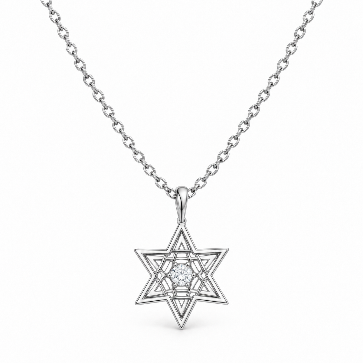 Sterling Silver Star Of David Necklace NCZ9103