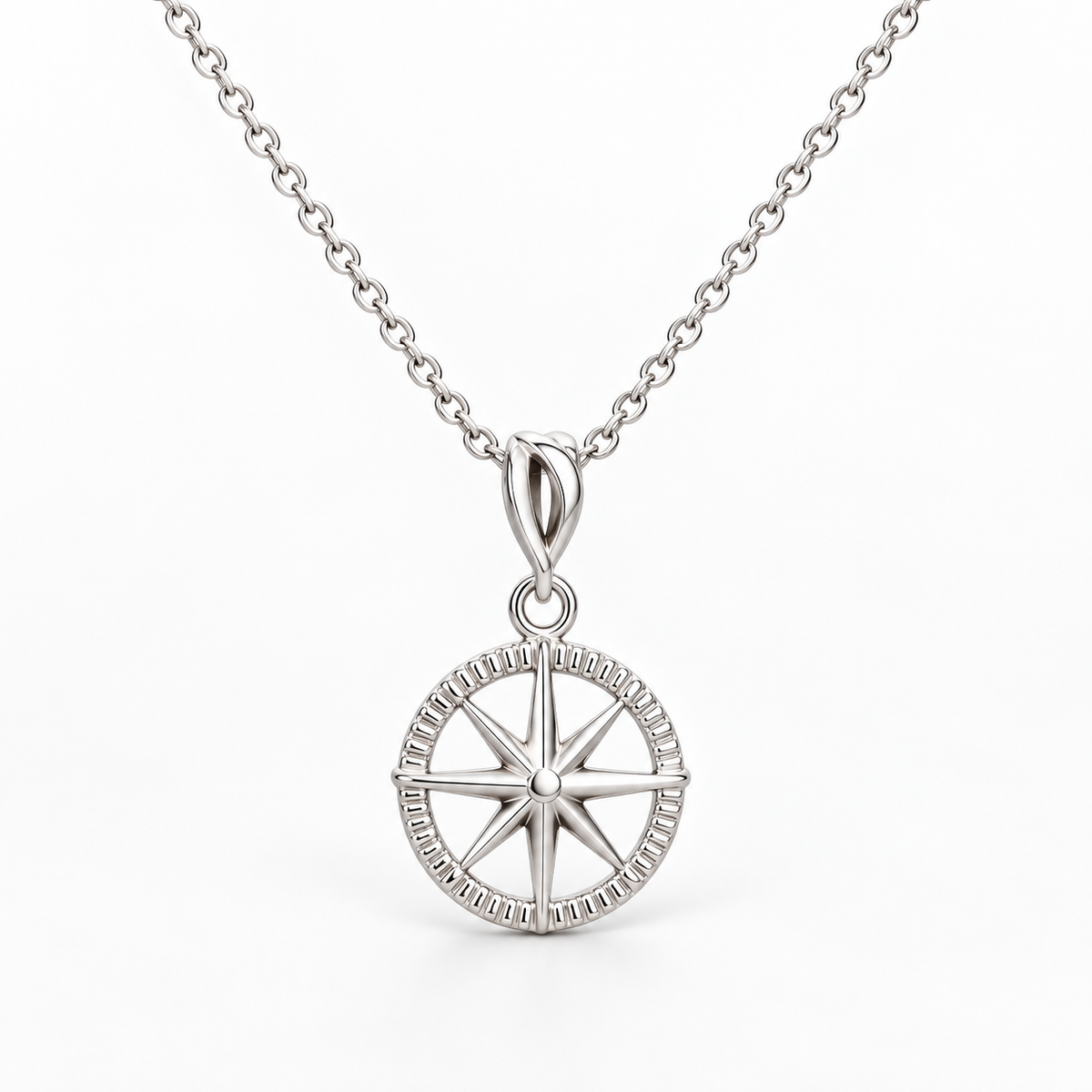 Sterling Silver Compass Necklace NP10208