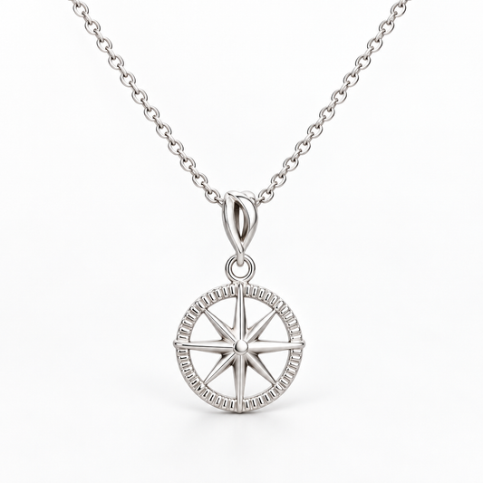 Sterling Silver Compass Necklace NP10208