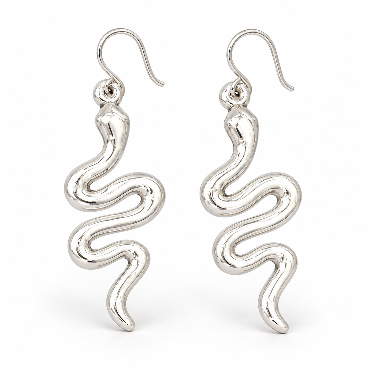 Sterling Silver Snake Dangle Earrings EP911361