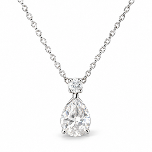 Sterling Silver Pear Cut Necklace NCZ309