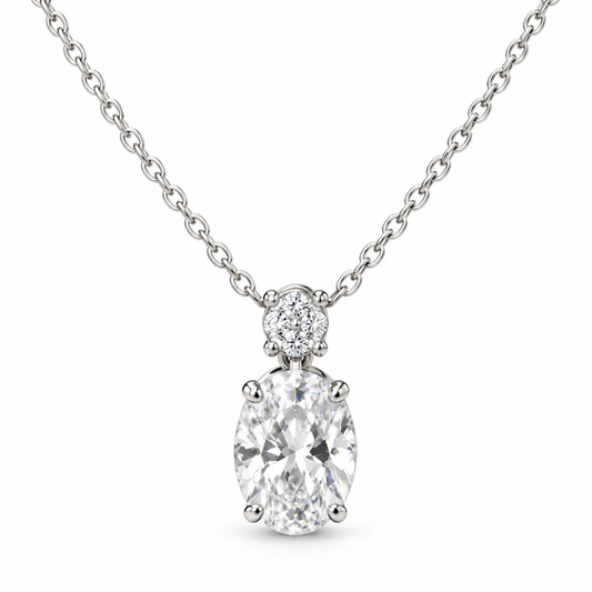 Sterling Silver Oval Shape Necklace NCZ3313