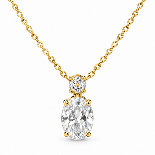 Sterling Silver Oval Shape Necklace NCZ3313