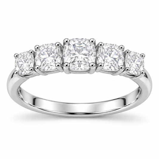 Sterling Silver 5 Diamond Cz Stone Ring RCZ2596