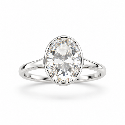 Sterling Silver Bezel Setting Oval Ring Cz Stone RCZ243-R