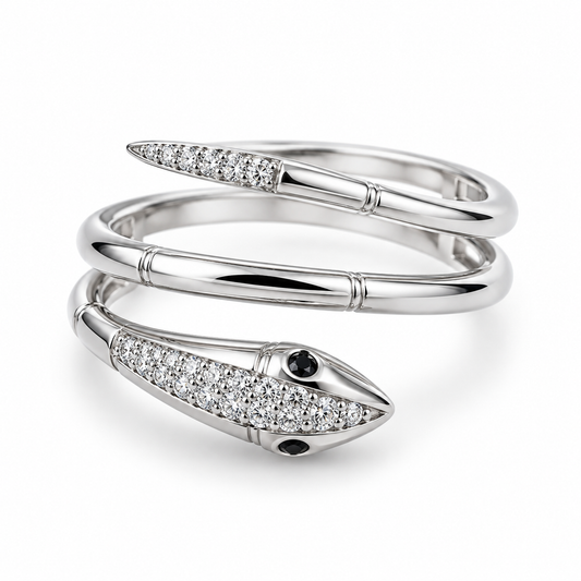 Sterling Silver Snake Ring Cz Stone RCZ2848