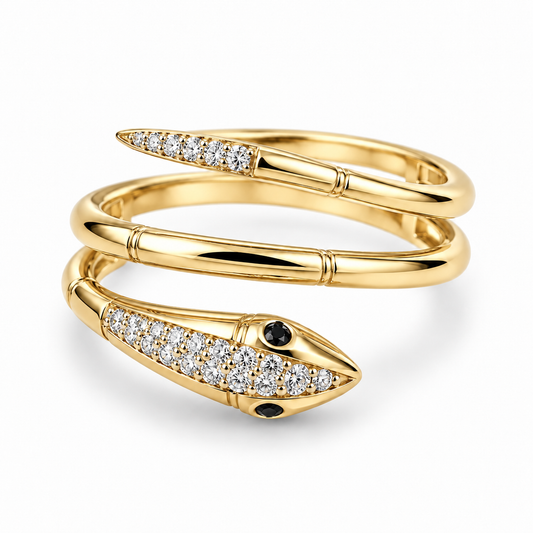 Sterling Silver Snake Ring Cz Stone RCZ2848