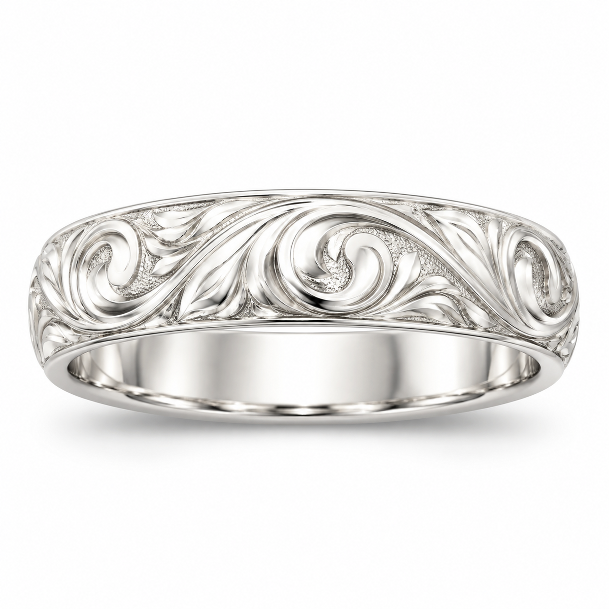 Sterling Silver Floral Vine Engraving Ring