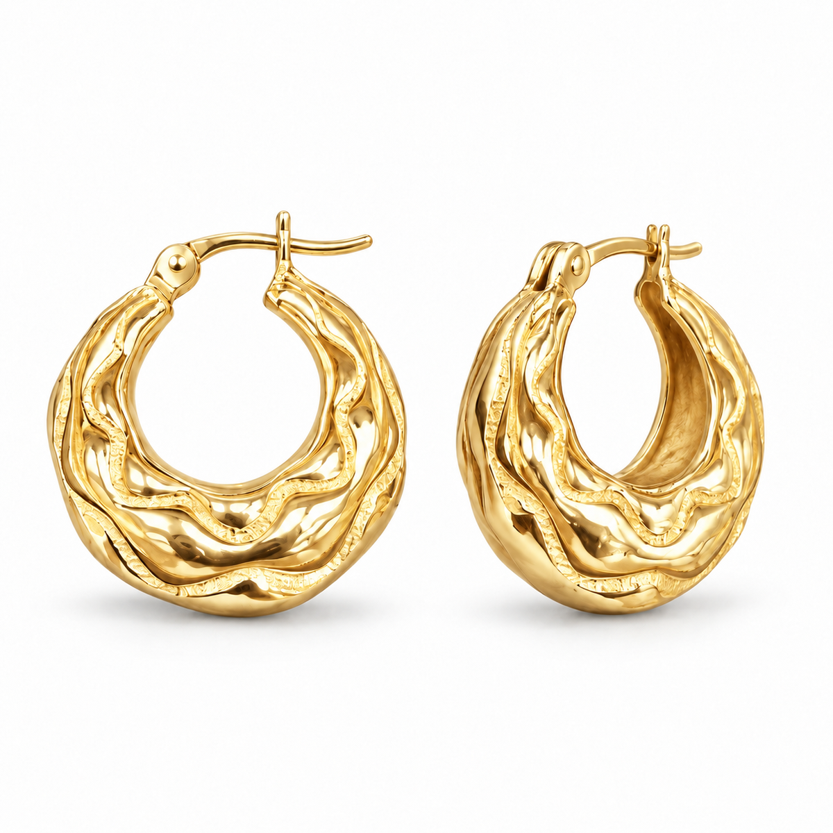 Sterling Silver Creole Hoop Earrings – Gold Plated