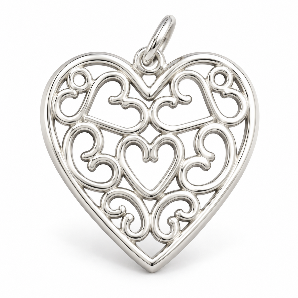 Sterling Silver Filigree Heart Pendant PP012
