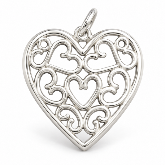 Sterling Silver Filigree Heart Pendant