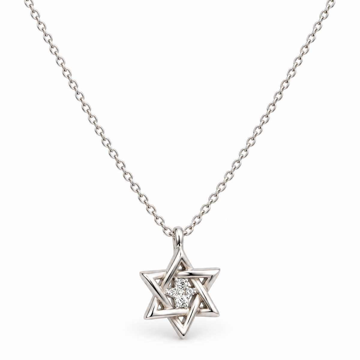 Sterling Silver Star Of David Necklace NCZ010