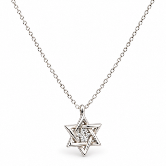 Sterling Silver Star Of David Necklace NCZ010