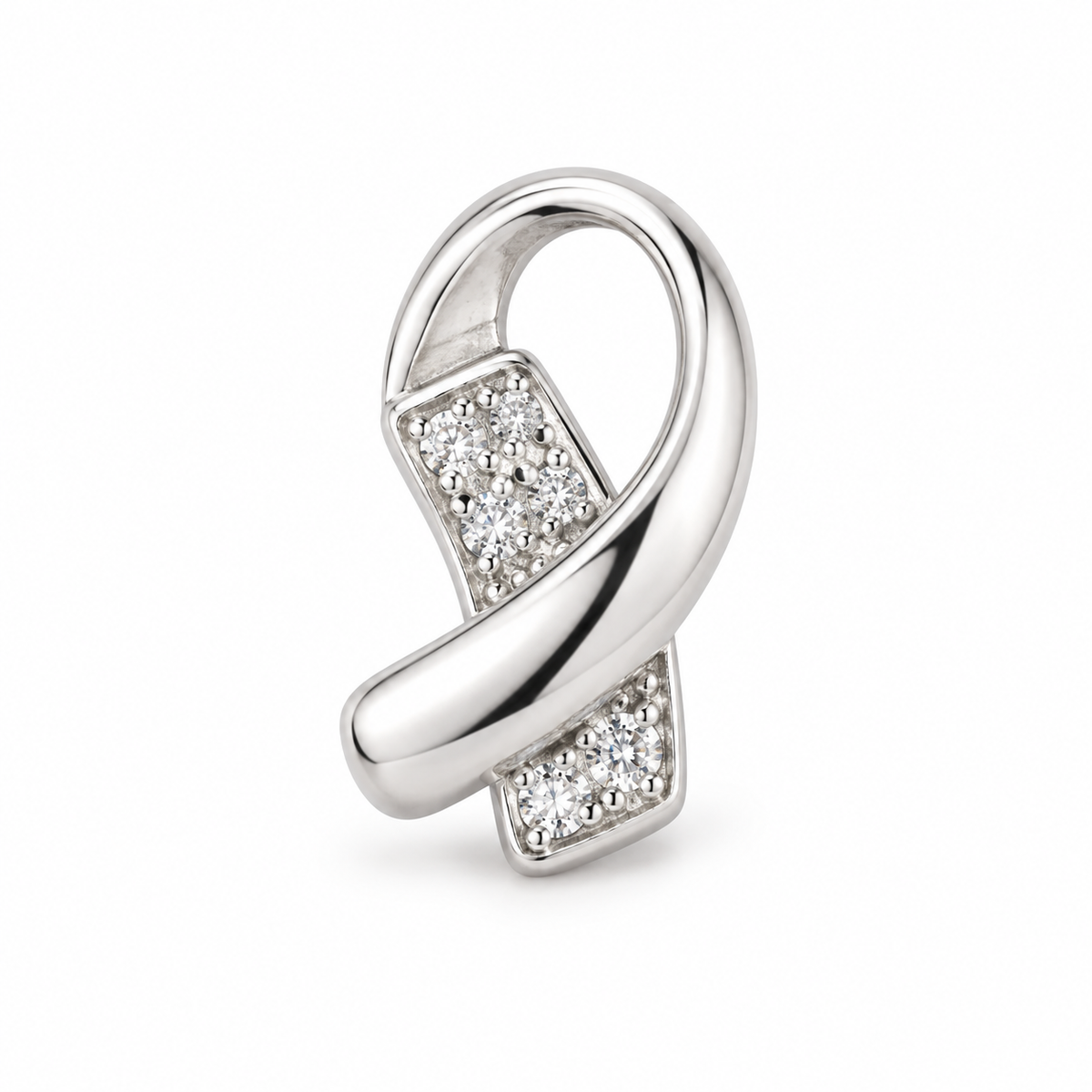 Sterling Silver Curved Cz Pendant PCZ016
