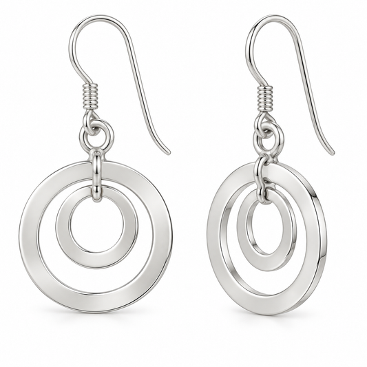 Sterling Silver Concentric Circle Dangle Earrings PE010480309