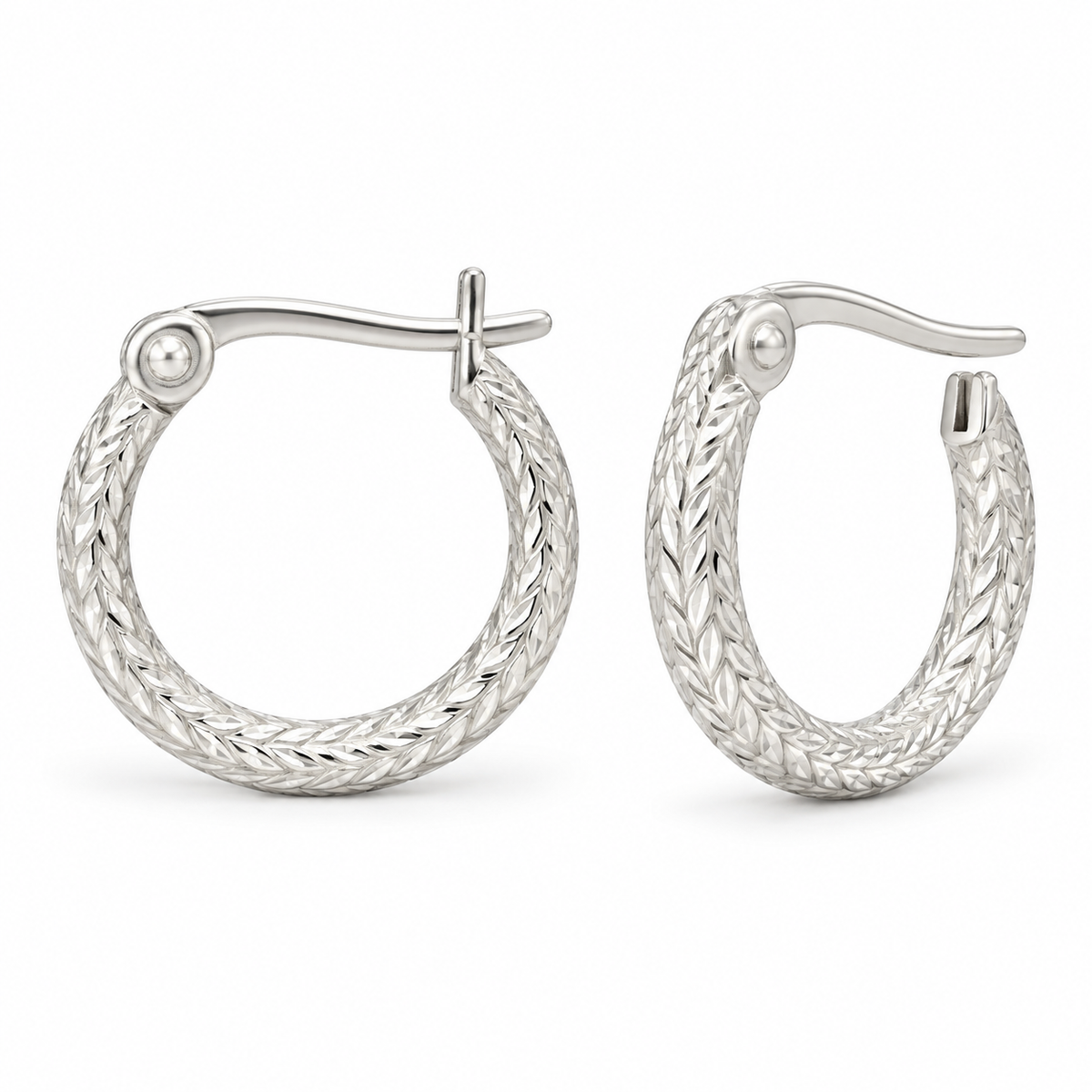 Sterling Silver Cz Hinged Hoop Earrings PE019250507
