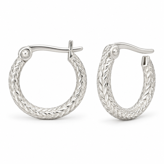 Sterling Silver Cz Hinged Hoop Earrings PE019250507