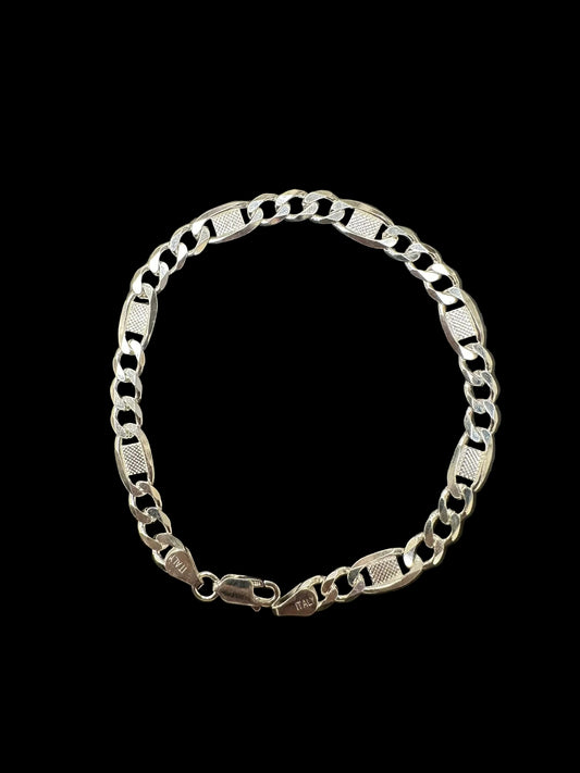 Sterling Silver 8" 6.5 MM Diamond Cut Figaro Bracelet BC3311