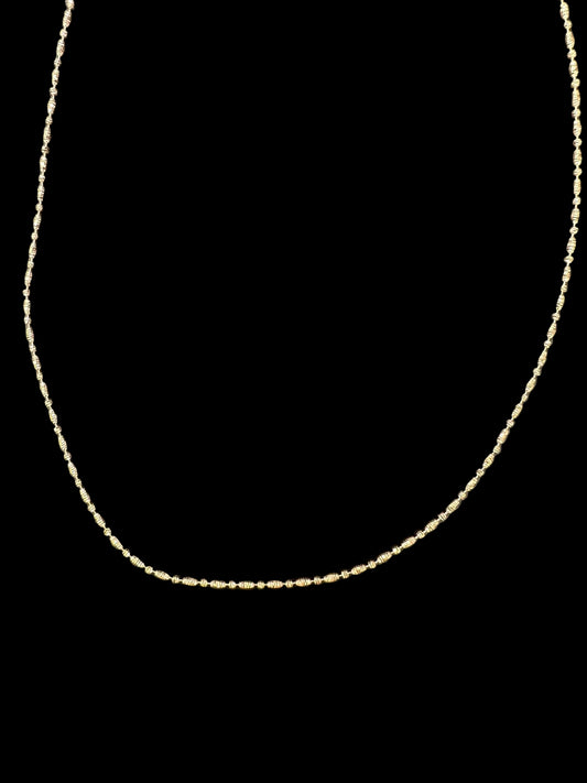 Sterling Silver Diamond Cut Oval Bead Chain Rose Plated CHN3369