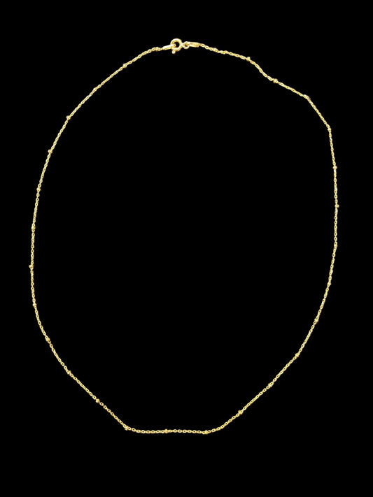 Sterling Silver 1.8 MM Gold Plated Diamond Cut Belcher Chain With Beads CHN3328