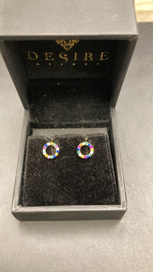 Sterling Silver Mix Color Cz Circle Stud ECZ003