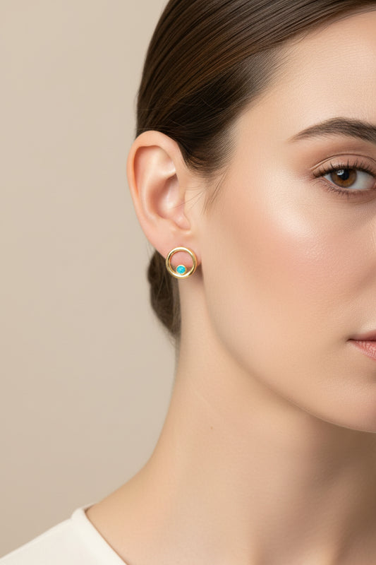 Sterling Silver Cz Blue Opal Earrings ECZ006