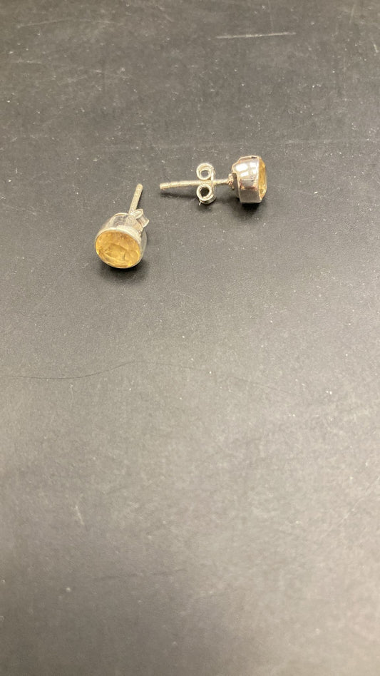 Sterling Silver Citrine Stone Stud  ECZ010