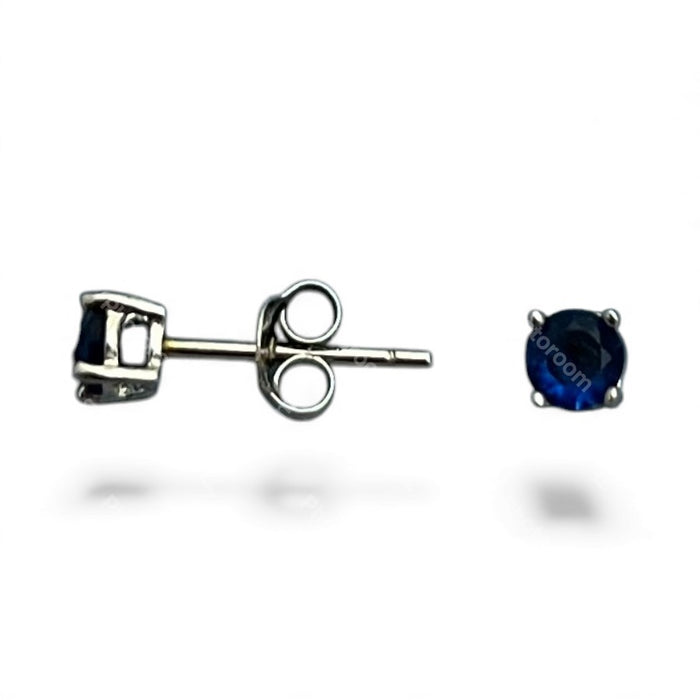 Sterling Silver 4mm Colorful CZ Stud Earring – Blue