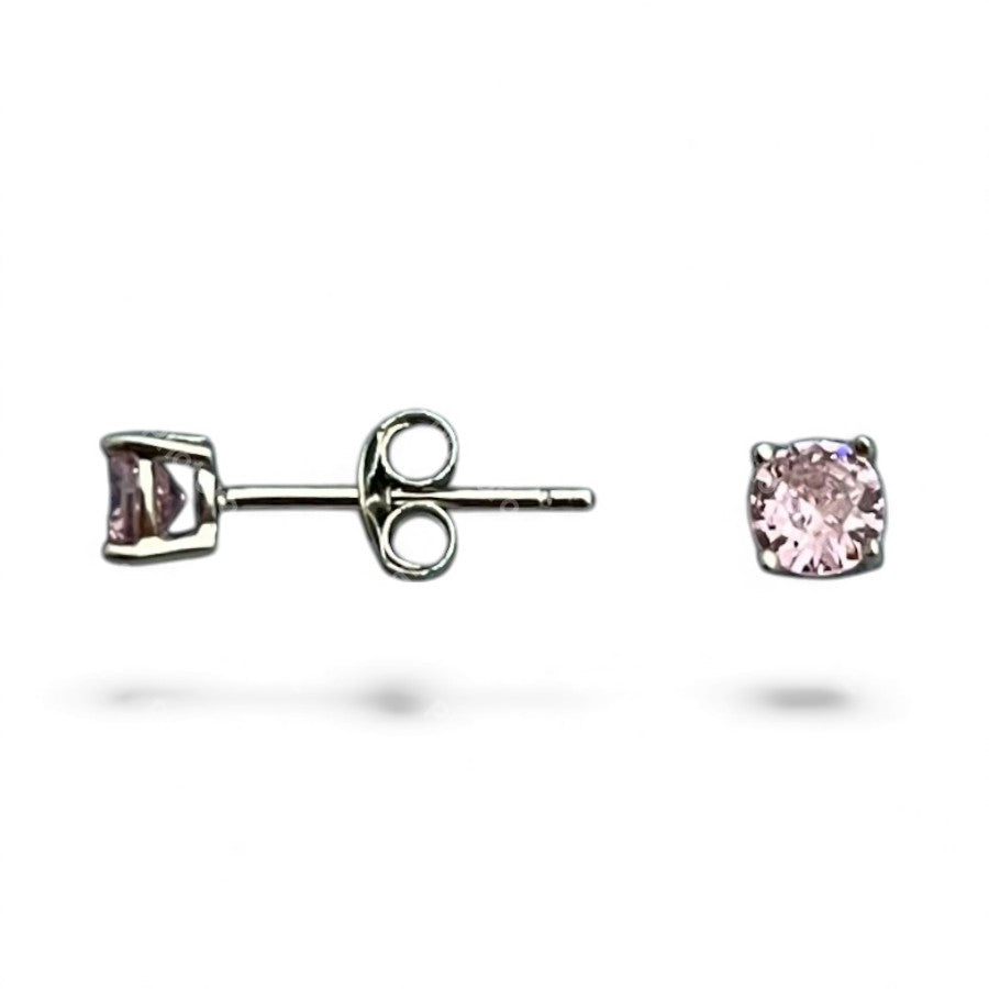 Sterling Silver 4 mm Colorful CZ Stud Earring ECZ013C