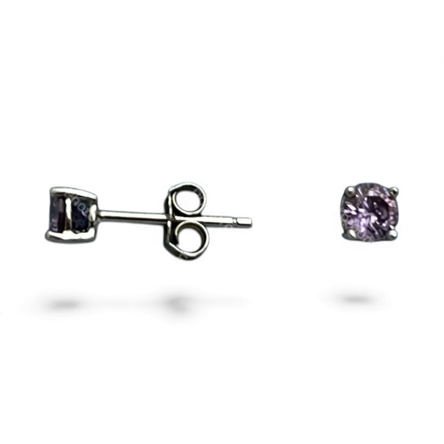 Sterling Silver 4 mm Colorful CZ Stud Earring ECZ013C
