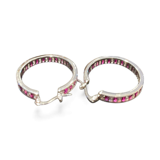 Sterling Silver Round Earring CZ Stone ECZ019L