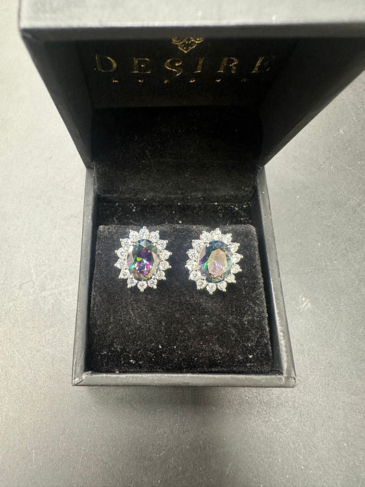 Sterling Silver Stud Earring Opal Stone ECZ0803
