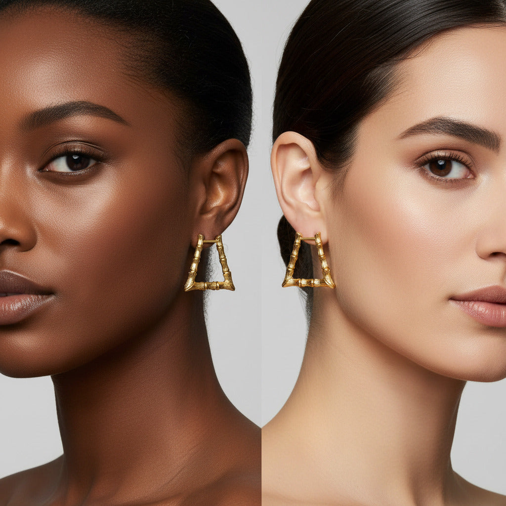 sterling silver gold plated bamboo earrings 