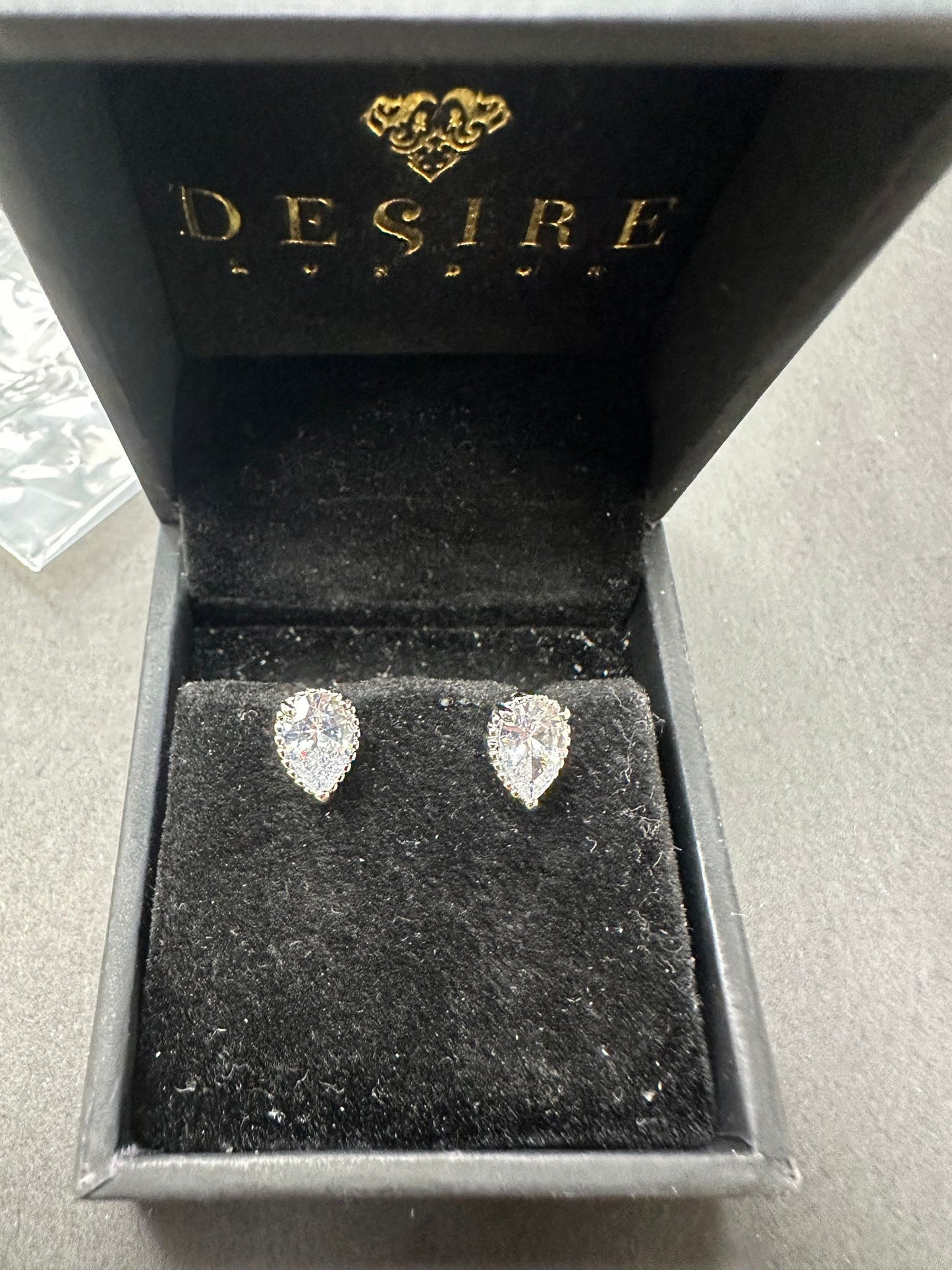 Pear-Cut CZ Halo Stud Earring - Silver - ECZ10011