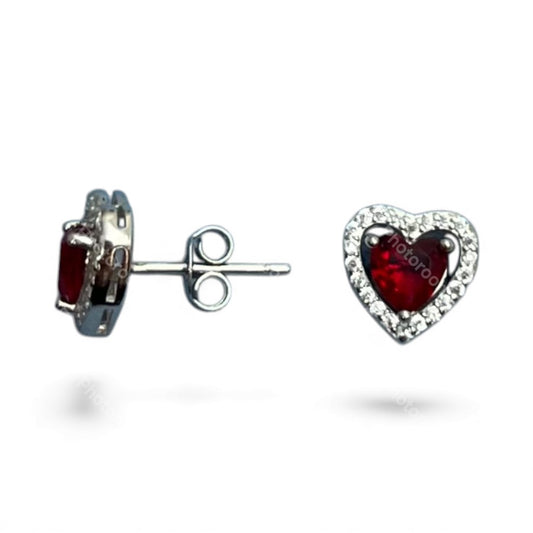 Sterling Silver Heart Shape Stud Earring CZ Stone ECZ10016